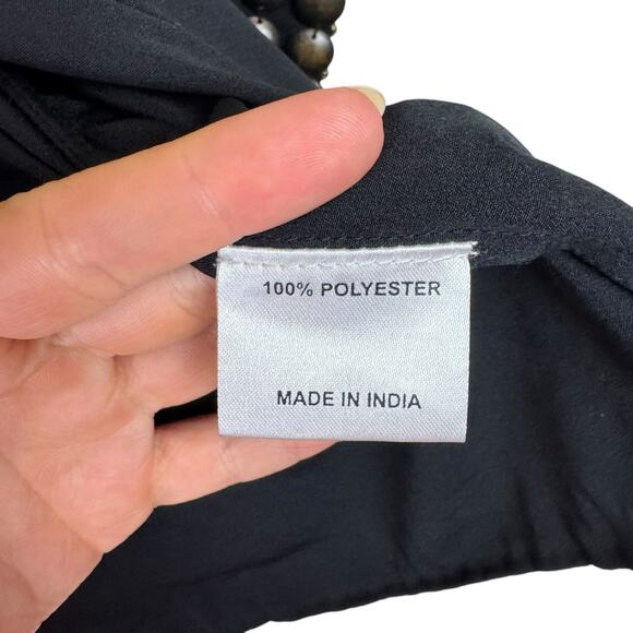 Hazel Black Chiffon Studded Beaded Gold Short Sleeve Evening Layering Jacket - Picture 10 of 11